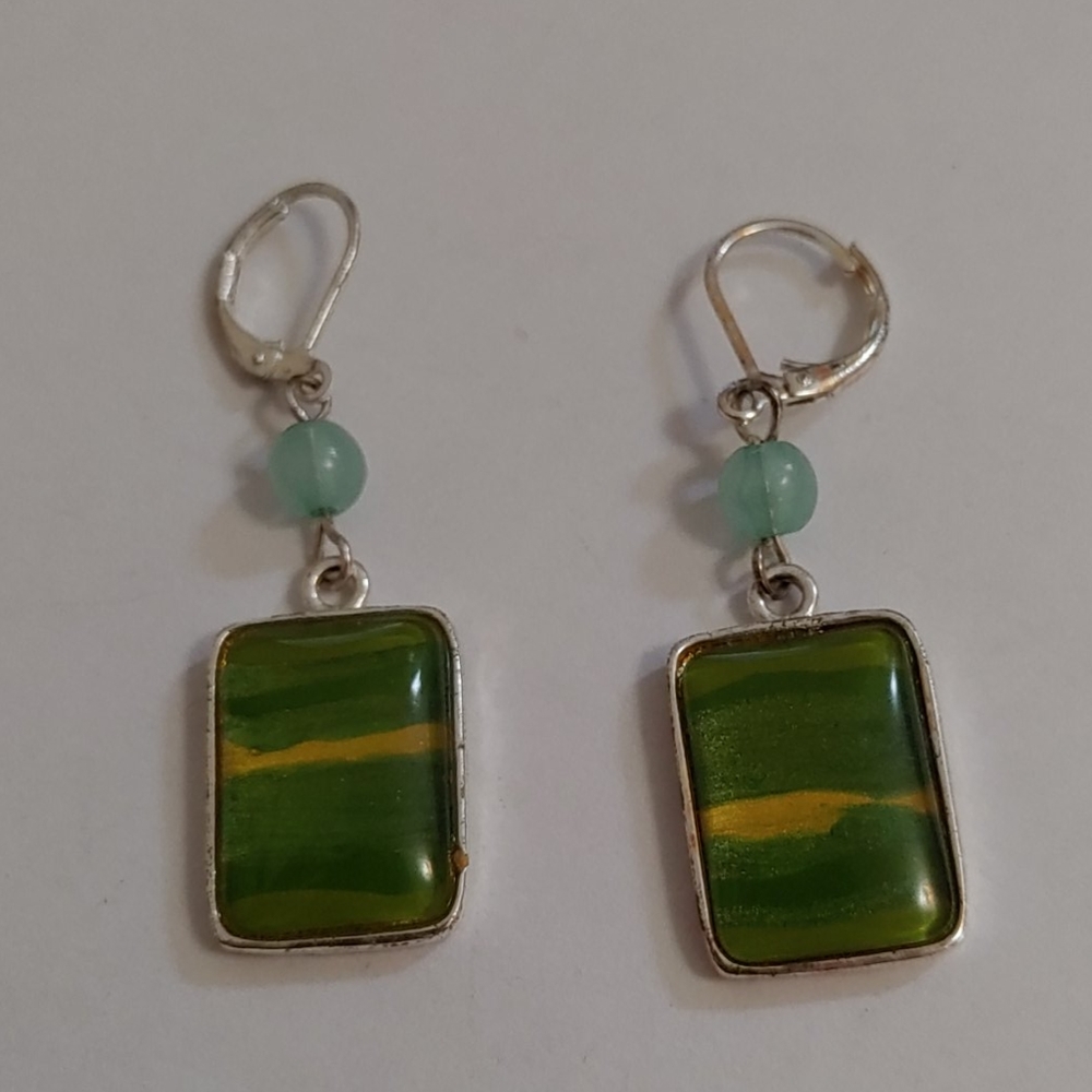 Green and yellow earings